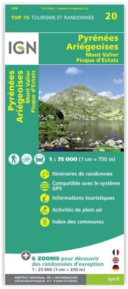 Wandelkaart TOP75 020 Pyrénées Ariégeoises & Mont Valier - IGN