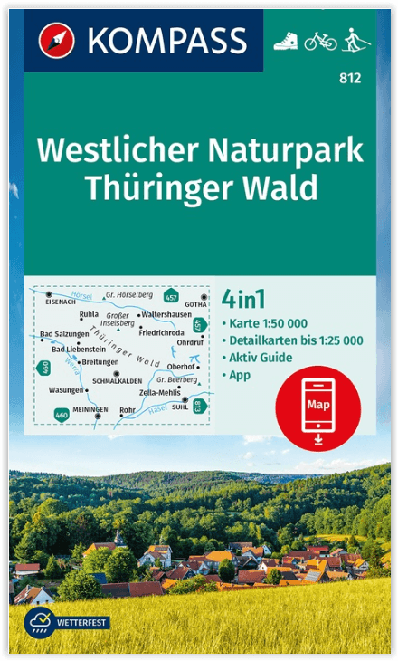 Wandelkaart 812 Westlicher NP Thüringer Wald - Kompass