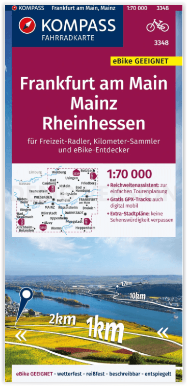 Fietskaart 3348 Frankfurt am Main- Mainz & Rheinhessen - Kompass