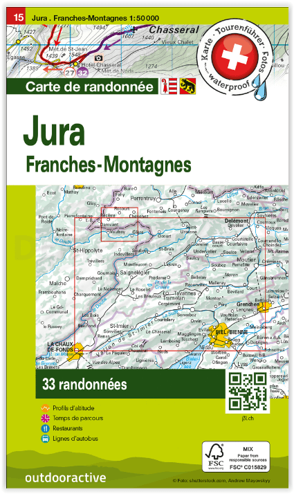 Wandelkaart 15 Jura Franches-Montagnes - K&F