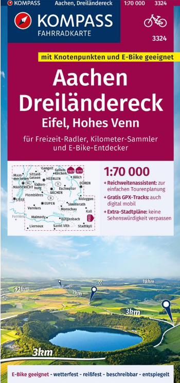 Fietskaart 3324 Aachen- Eifel & Hohes Venn - Kompass