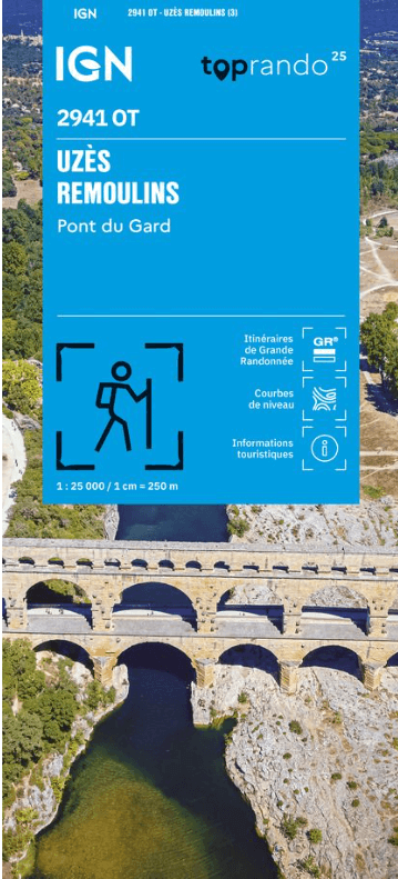 Wandelkaart 2941 OT Uzès- Remoulins & Pont du Gard - IGN