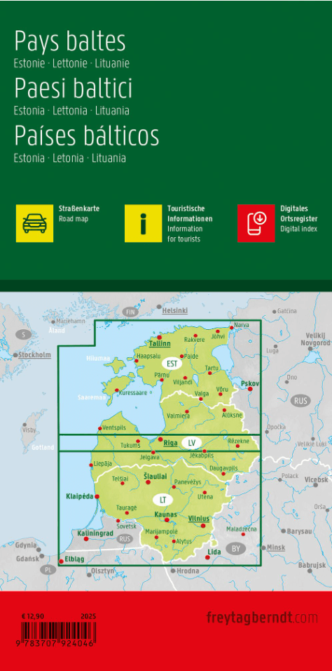 Landkaart Wegenkaart Baltische Staten - Freytag & Berndt