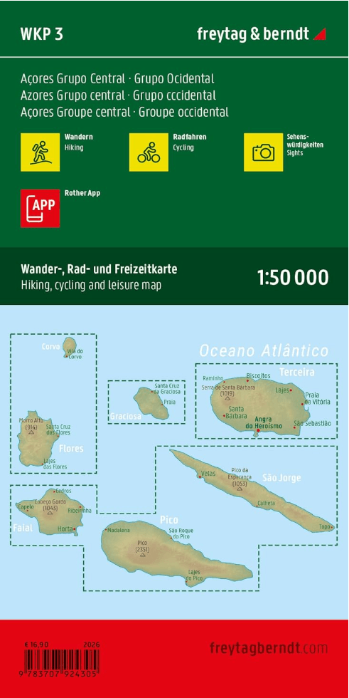 Wandelkaart Fietskaart Azoren (Portugal) - Freytag & Berndt