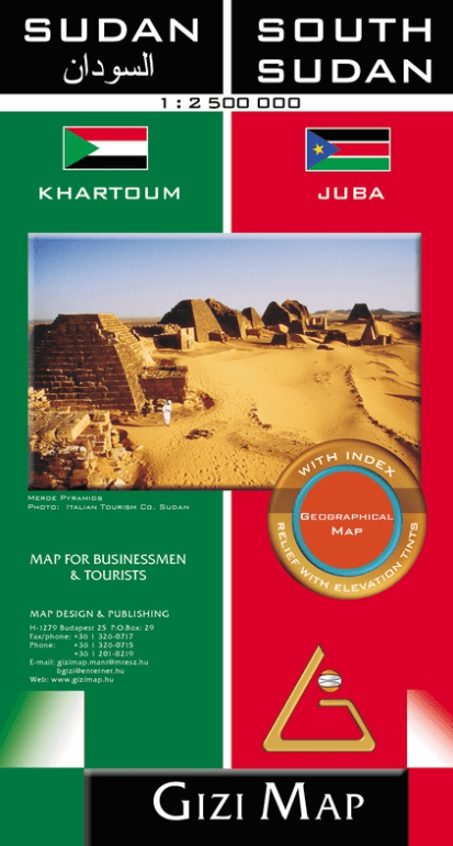 Landkaart Geografische wegenkaart Sudan & Sudan Zuid - GiziMaps