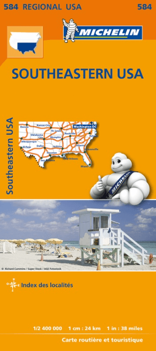 Wegenkaart Landkaart 584 Zuid-Oost USA - Michelin