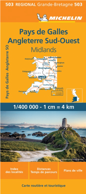 Landkaart Wegenkaart 503 Wales, Midlands & Engeland ZW - Michelin