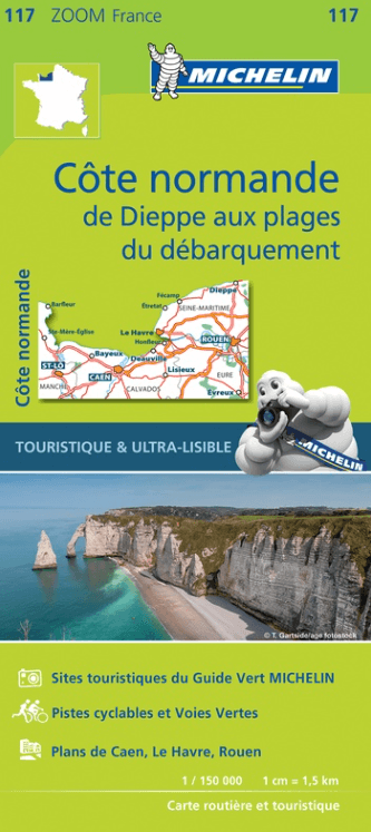 Landkaart Wegenkaart 117 Côte Normande - Michelin