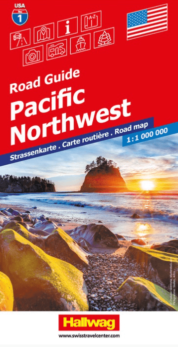 Landkaart Wegenkaart Road Map 1 Pacific Northwest USA - Hallwag