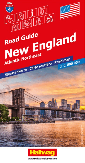 Landkaart Wegenkaart Road Map 4 New England US N.East - Hallwag