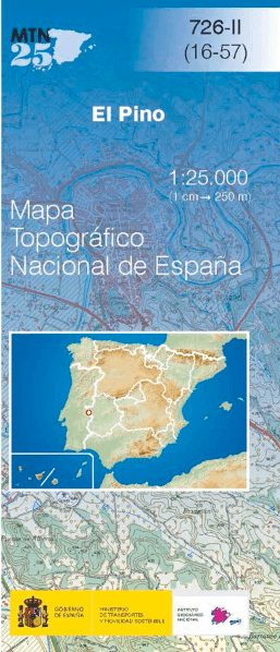 Wandelkaart 00726.2 El Pino, Caceres, Extremadura Spanje - CNIG