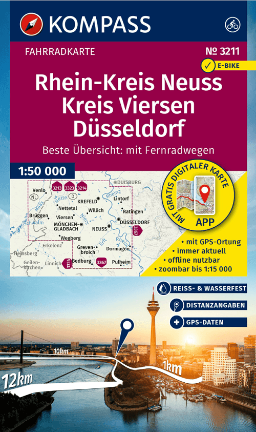 Fietskaart 3211 Rheinkreis Neuss & Kreis Viersen - Kompass