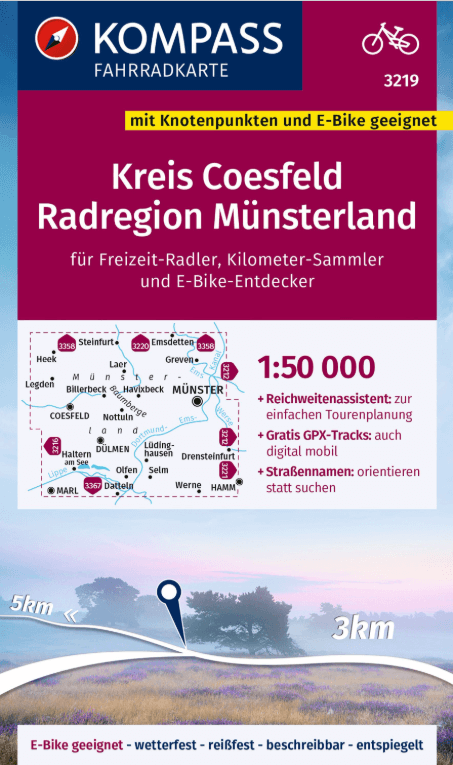 Fietskaart 3219 Kreis Coesfeld Münsterland - Kompass