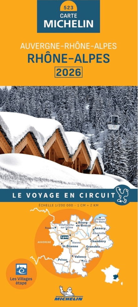Landkaart Wegenkaart 523 Rhône-Alpes - Auvergne 2026 - Michelin