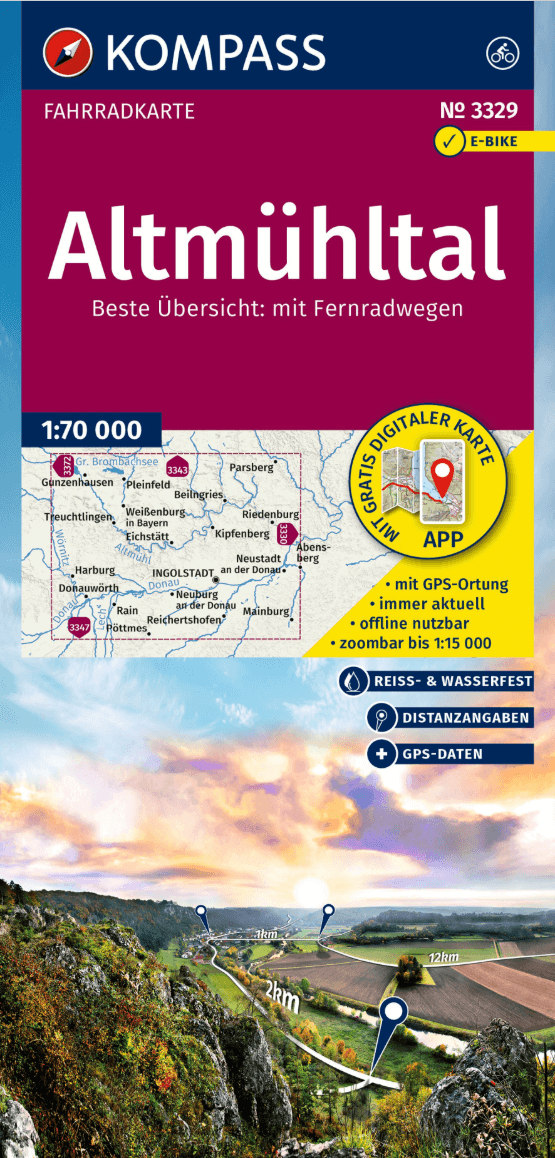 Fietskaart 3329 Altmühltal Bayern - Kompass