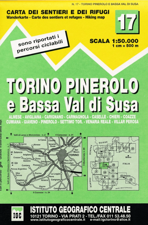Wandelkaart 17 Torino, Pinerolo e Bassa val di Susa - IGC