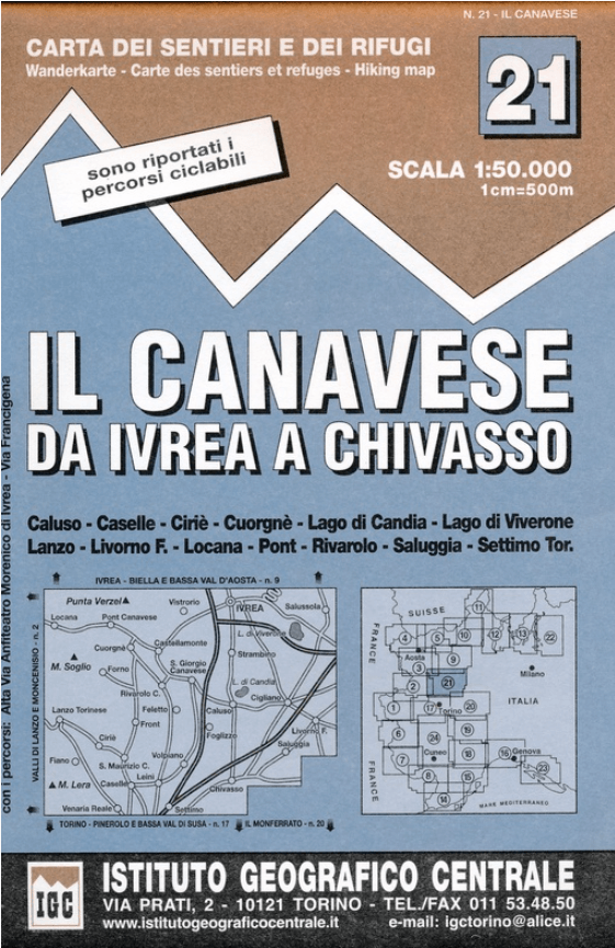 Wandelkaart 21 Il Canavese da Ivrea a Chivasso - IGC