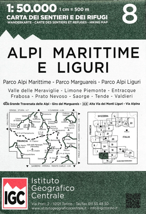 Wandelkaart 08 Alpi Maritime e Liguri - IGC