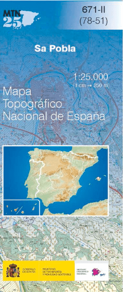 Wandelkaart 000671.2 Sa Pobla, Mallorca Balearen Spanje - CNIG
