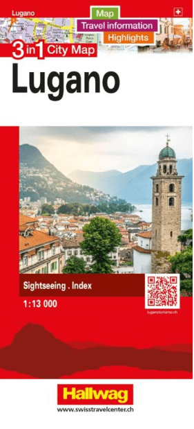 Stadskaart Plattegrond Lugano Zwitserland 3in 1 CityMap - Hallwag