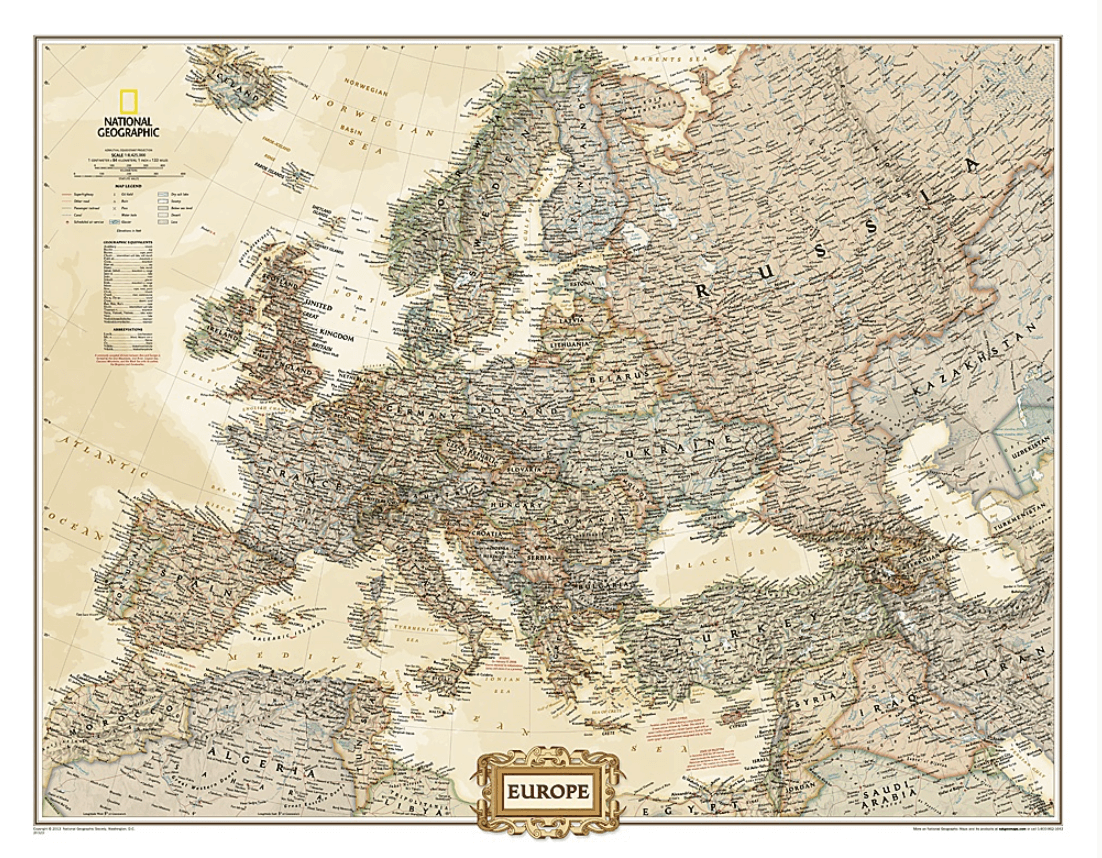 Plano Politiek & Antieke Wandkaart Europa 77 x 60 cm - Nat Geo