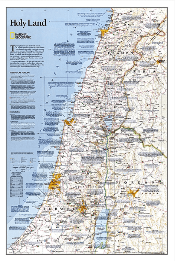 Plano Wandkaart Holy Land 53 x 80 - Nat Geo