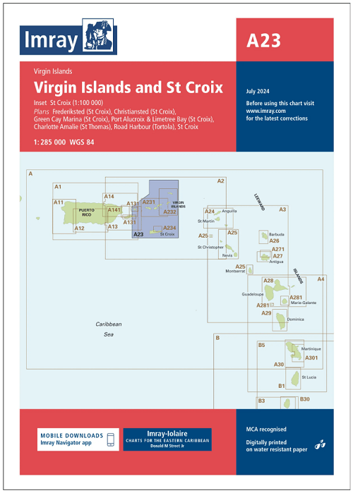 Passage kaart A23 Maagdeneilanden en St. Croix - Imray (F&B)