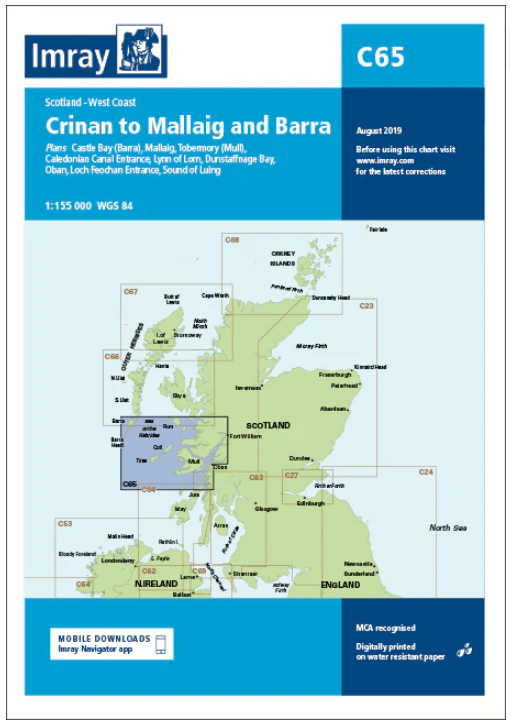 Passage kaart C065 Crinan naar Mallaig en Barra - Imray (F&B)