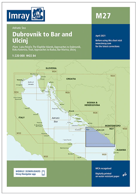 Passage kaart M27 Split naar Dubrovnik - Imray (F&B)
