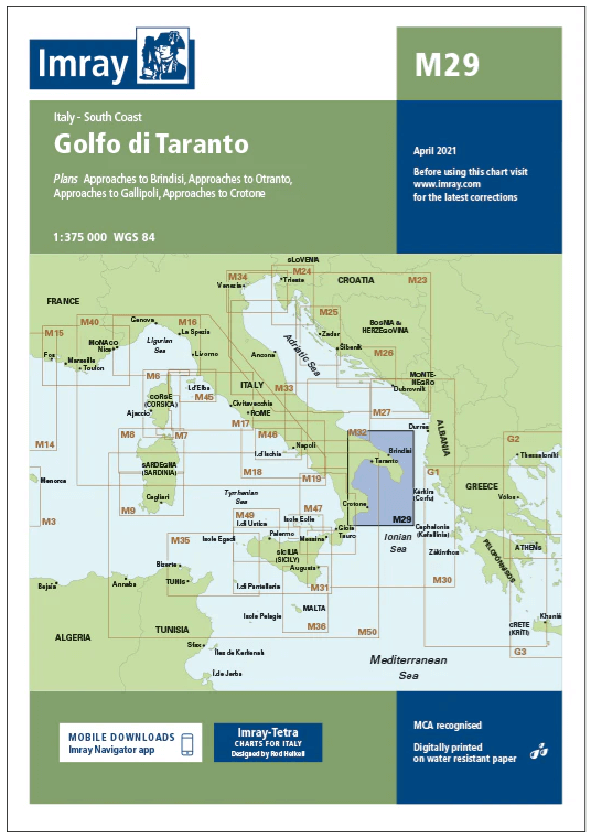 Passage kaart M29 Golfo di Taranto - Imray (F&B)