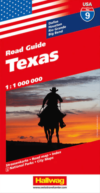 Landkaart Wegenkaart Road Map 9 Texas - Hallwag