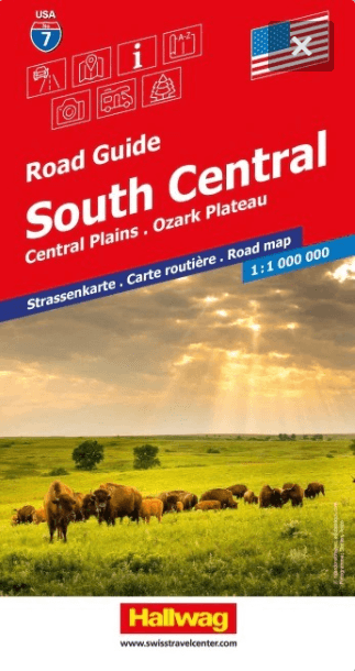 Landkaart Wegenkaart Road Map 7 USA South Central - Hallwag