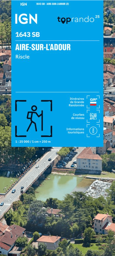 Wandelkaart 1643 SB Aire-sur-l'Adour & Riscle - IGN