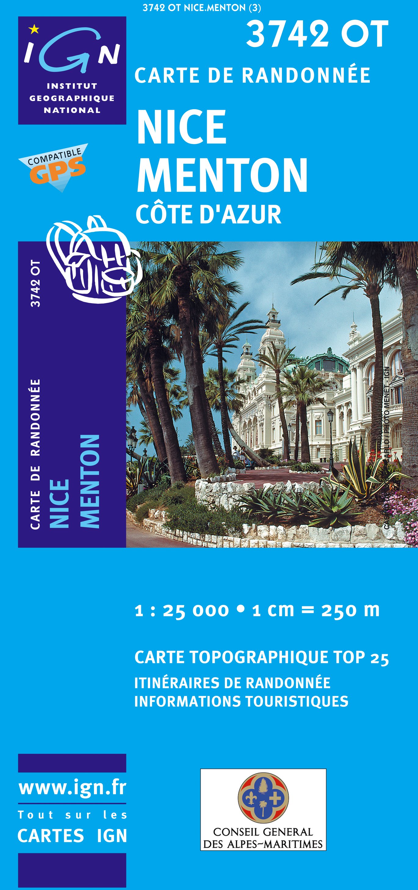 Wandelkaart - 3742 OT - Nice- Menton & Côte d'Azur - IGN