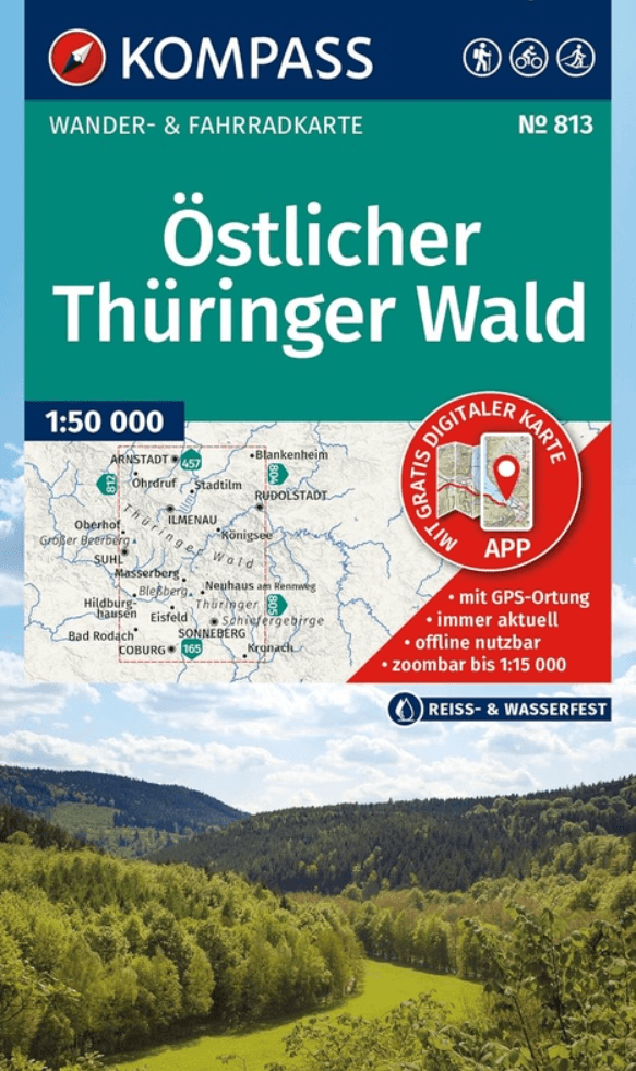 Wandelkaart 813 Östlicher Thüringer Wald - Kompass