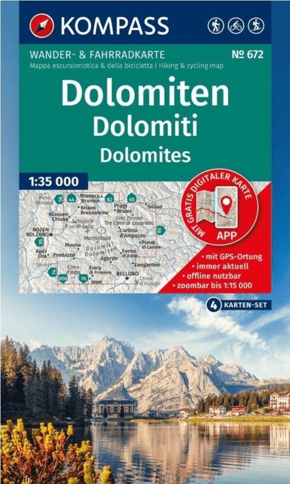 Wandelkaart 672 Dolomiten 4-KaartenSet - Kompass