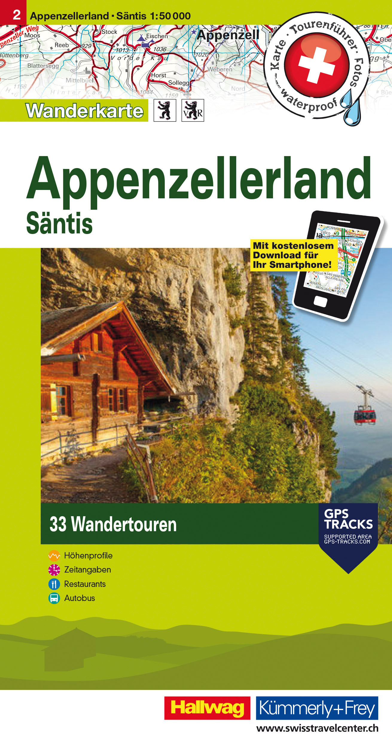 Wandelkaart 2 Appenzellerland & Säntis Zwitserland - K&F