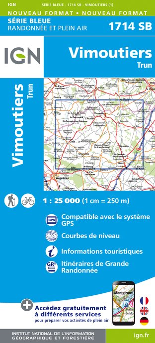 Wandelkaart 1714 SB Vimoutiers & Trun - IGN