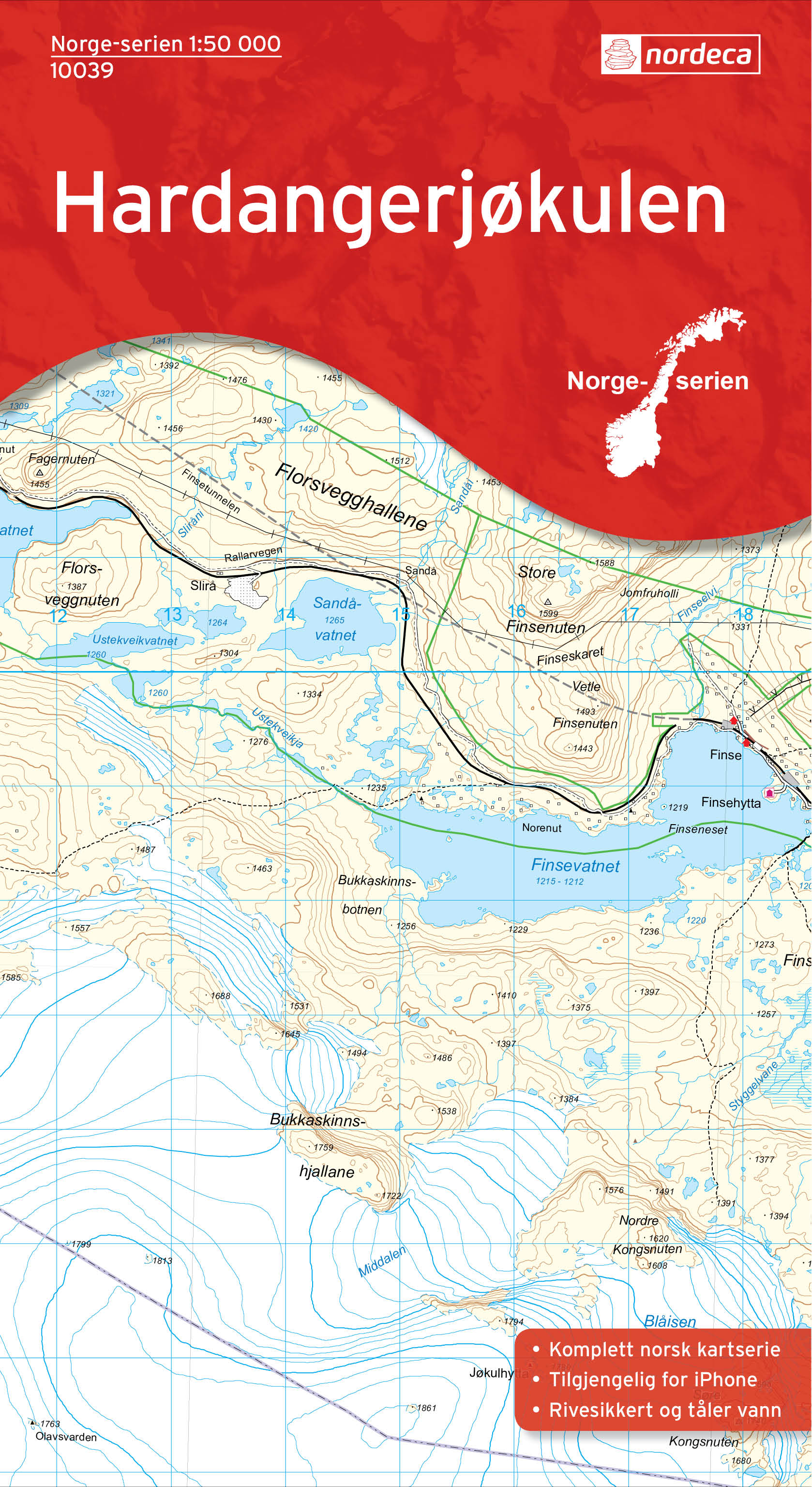 Wandelkaart 10039 - Hardangerjøkulen- Hordaland