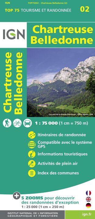 Wandelkaart TOP75 02 PNR Chartreuse Belledonne - IGN