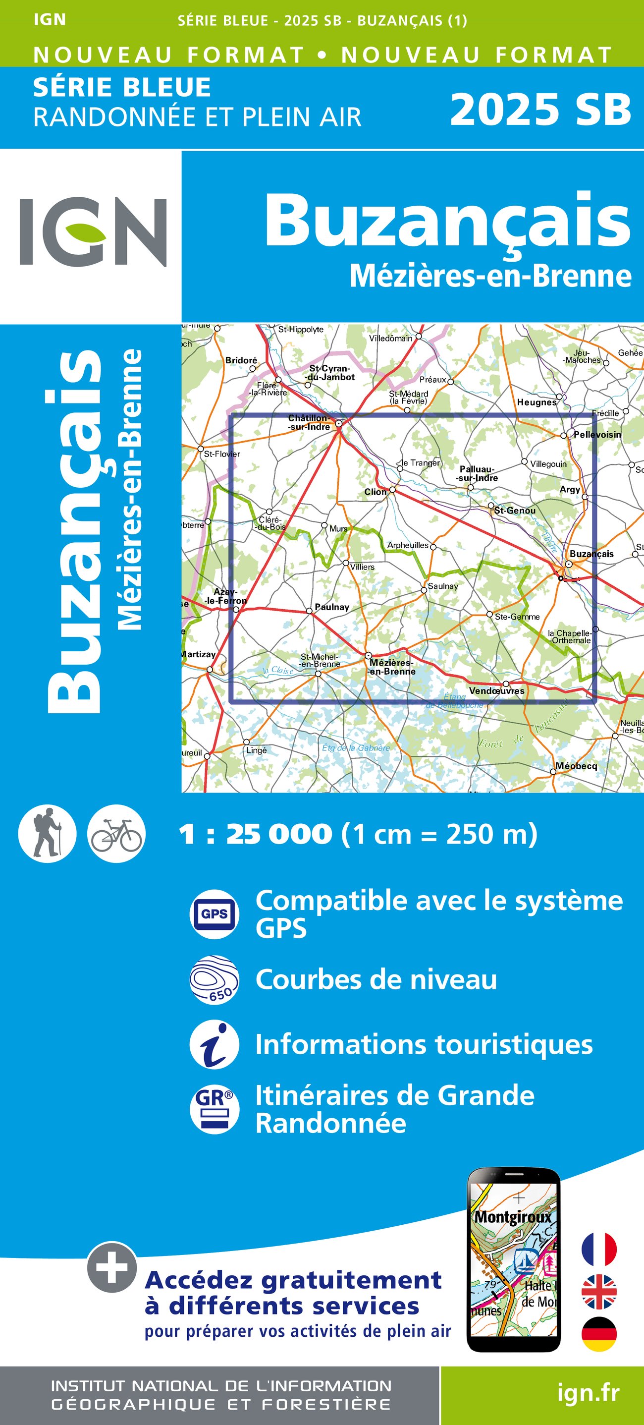 Wandelkaart 2025 SB Buzançais & Mézières-en-Brenne - IGN