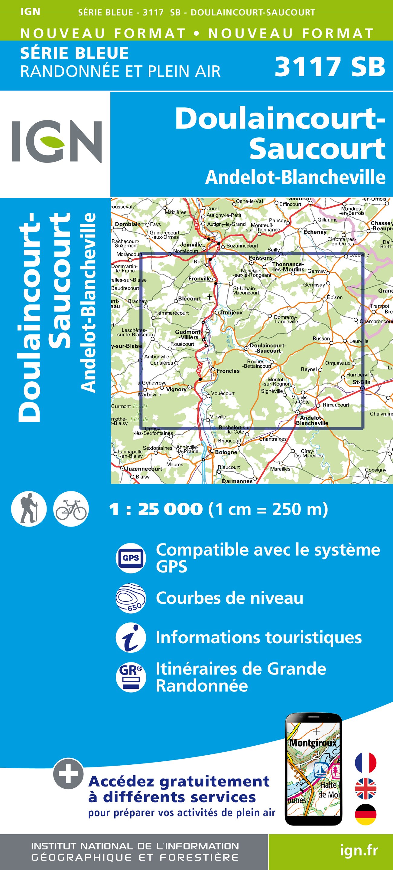 Wandelkaart 3117 SB Doulaincourt-Saucourt & Andelot-Blanchevill