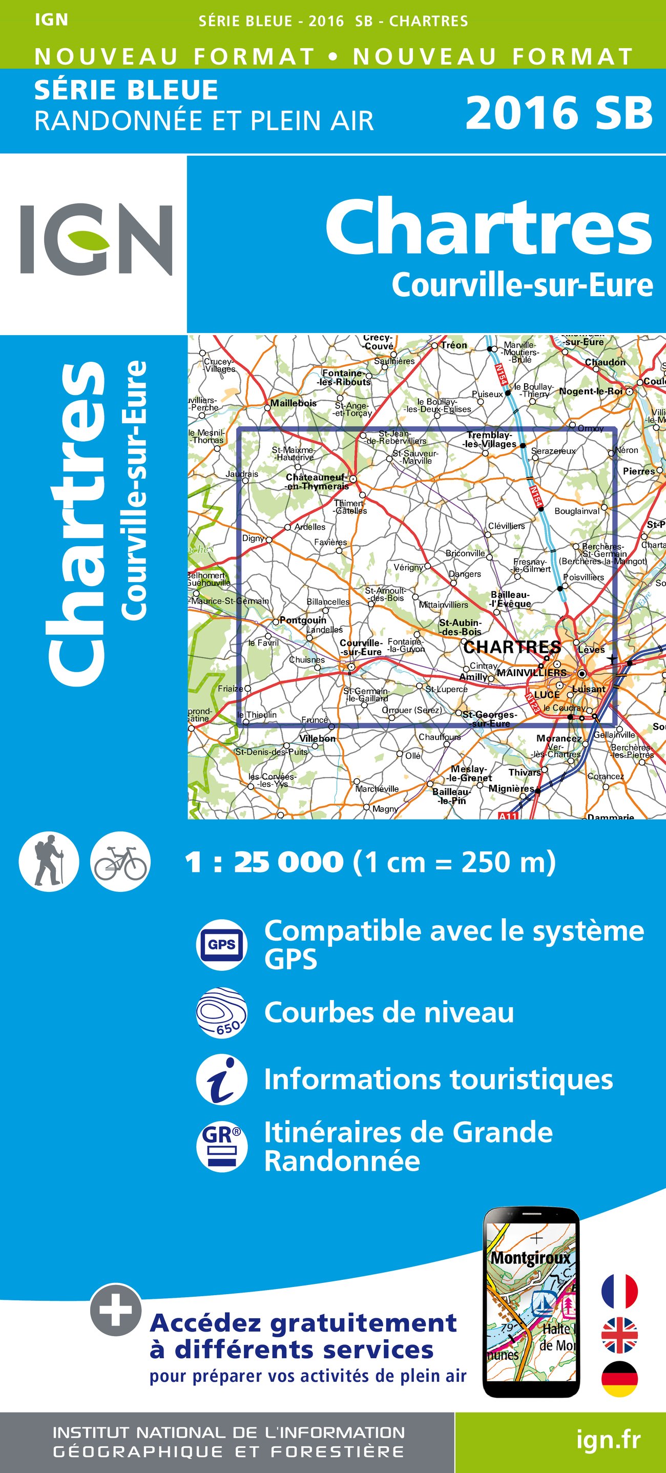 Wandelkaart 2016 SB Chartres & Courville-sur Eure - IGN